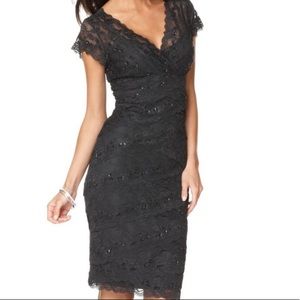 Black lace and beaded evening dress